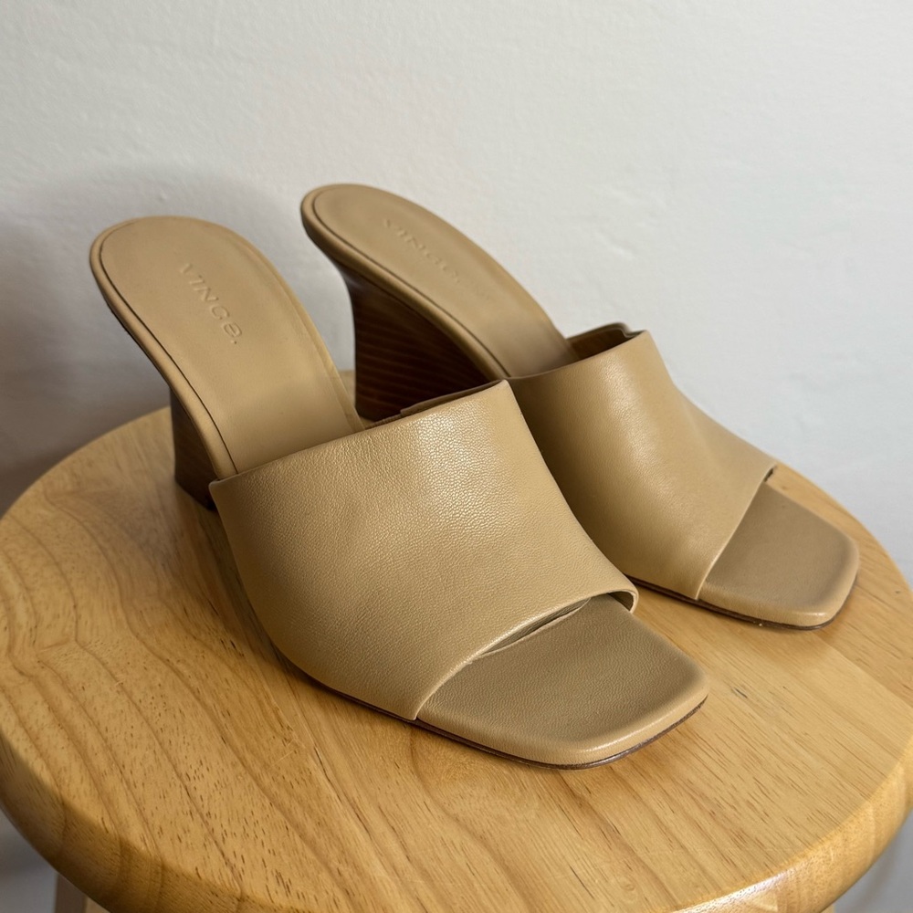 NEW Vince Pia Leather Wedge Mules